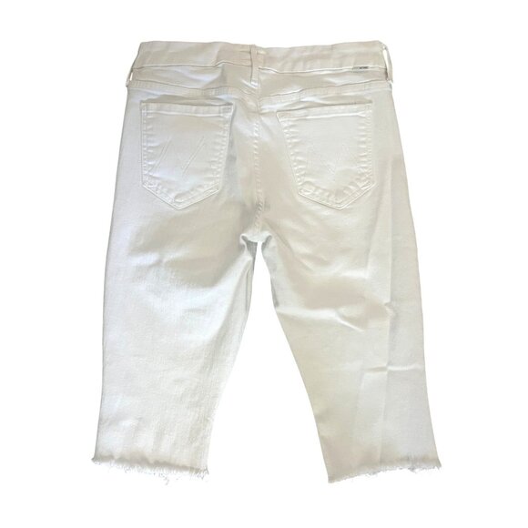 Mother The Looker Crop Jeans Fairest Off Them All White Denim Shorts Size 28 - Picture 2 of 16